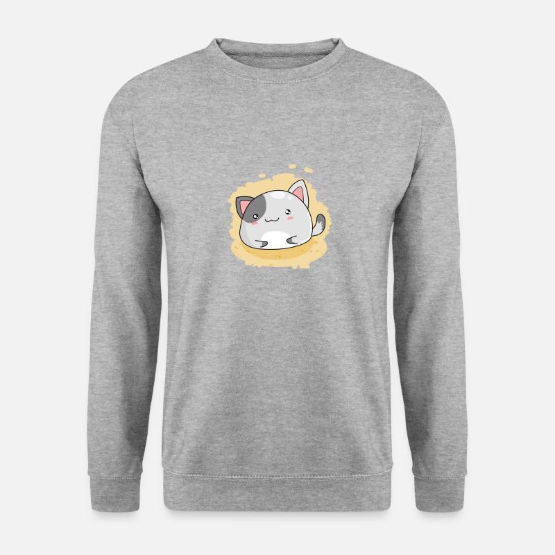 Süße Katze Kätzchen Kawaii - Unisex Pullover - Weißgrau meliert