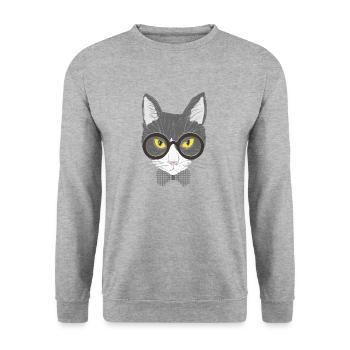 cat face - Unisex Sweatshirt - salt & pepper - Front - Alina (178cm) & Michal (187cm)