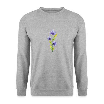 Flower watercolor flower tendril woman alps herbs - Unisex Sweatshirt - salt & pepper - Front - Alina (178cm) & Michal (187cm)