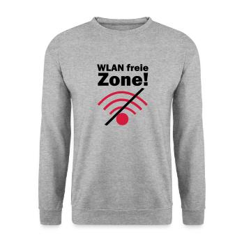 WLAN freie Zone! - Unisex Pullover - Weißgrau meliert - Vorne - Alina (178cm) & Michal (187cm)