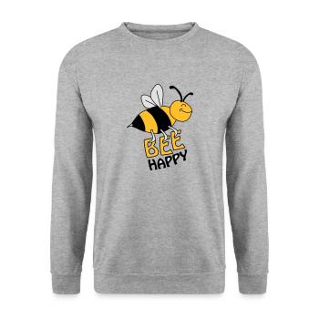 Bee Happy - Sweat-shirt Unisexe - gris chiné - Devant - Alina (178cm) & Michal (187cm)