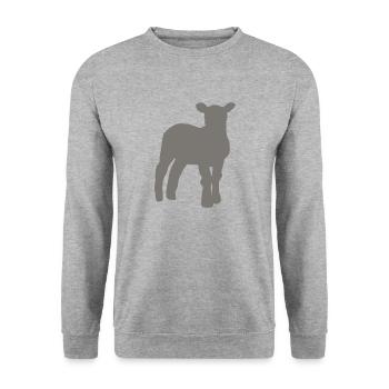 Lamm - Unisex Pullover - Weißgrau meliert - Vorne - Alina (178cm) & Michal (187cm)