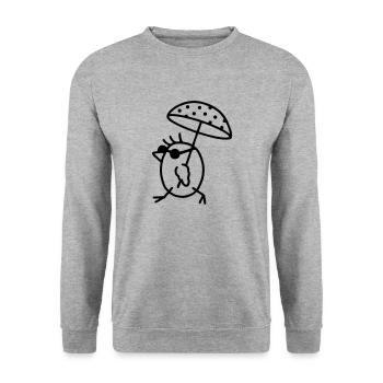 Vogel mit Sonnenschirm - Unisex Pullover - Weißgrau meliert - Vorne - Alina (178cm) & Michal (187cm)