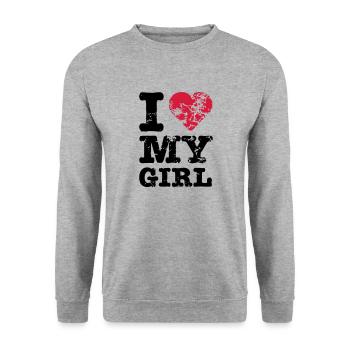 I Love My Girl - Unisex Sweatshirt - salt & pepper - Front - Alina (178cm) & Michal (187cm)