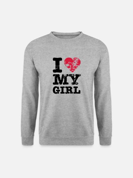 I Love My Girl - Unisex Pullover - Weißgrau meliert