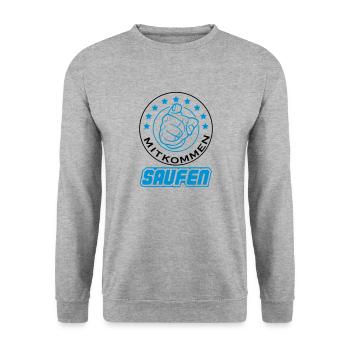 saufen_2 - Unisex Pullover - Weißgrau meliert - Vorne - Alina (178cm) & Michal (187cm)
