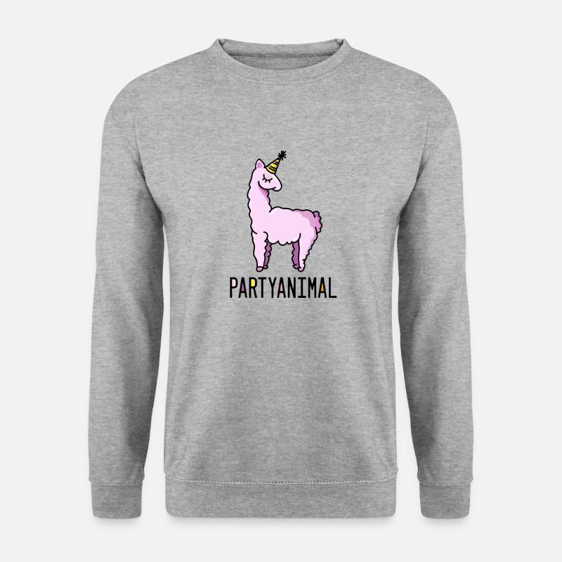 lama party partyhut - Unisex Pullover - Weißgrau meliert