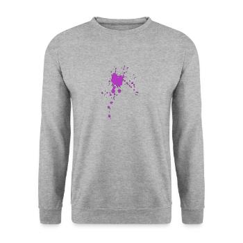 Farbspritzer Farbflecken Flecken Klecks - Unisex Pullover - Weißgrau meliert - Vorne - Alina (178cm) & Michal (187cm)