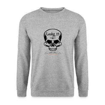 lucky 13, skull skull biker motorcycle bobber 13 - Unisex Sweatshirt - salt & pepper - Front - Alina (178cm) & Michal (187cm)
