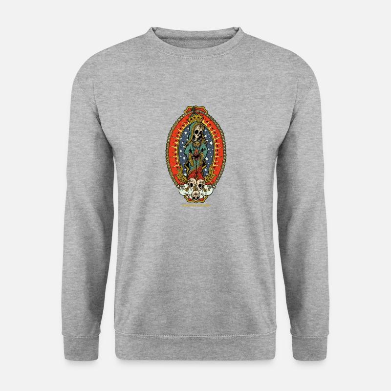 La Muerda - Madonna - La Catharina - Skull Nonne - Unisex Pullover - Weißgrau meliert