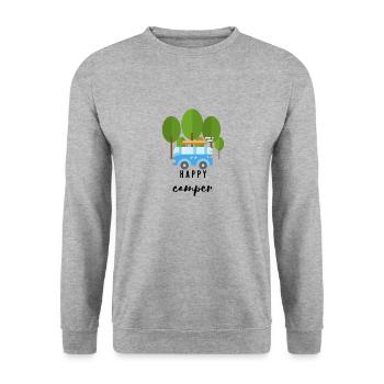 happy camper - road trip - - Sweat-shirt Unisexe - gris chiné - Devant - Alina (178cm) & Michal (187cm)