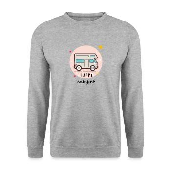 T-shirt camping-car heureux - Van Life- voyage - Sweat-shirt Unisexe - gris chiné - Devant - Alina (178cm) & Michal (187cm)