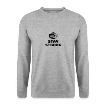 Stay strong wifi - Unisex Sweatshirt - salt & pepper - Front - Alina (178cm) & Michal (187cm)