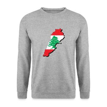 Libanon Libanese Karte Urlaub Reise Geschenk LBN - Unisex Pullover - Weißgrau meliert - Vorne - Alina (178cm) & Michal (187cm)