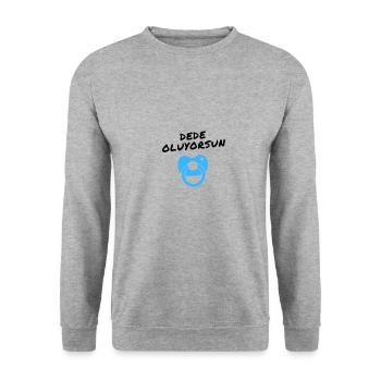 Dede oluyorsun blau türkisch Du wirst Opa - Unisex Pullover - Weißgrau meliert - Vorne - Alina (178cm) & Michal (187cm)