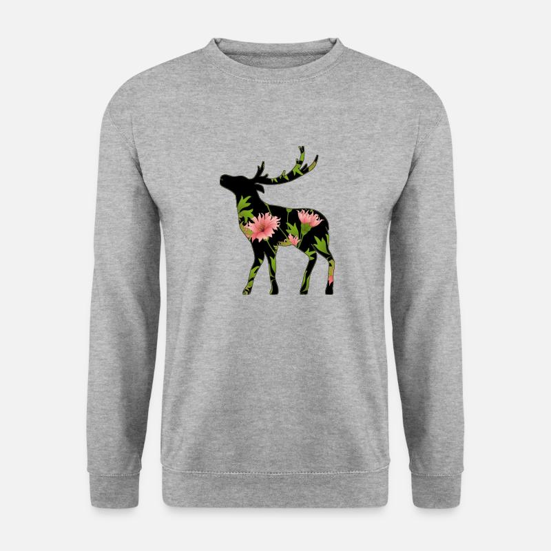 Hirsch - Unisex Pullover - Weißgrau meliert