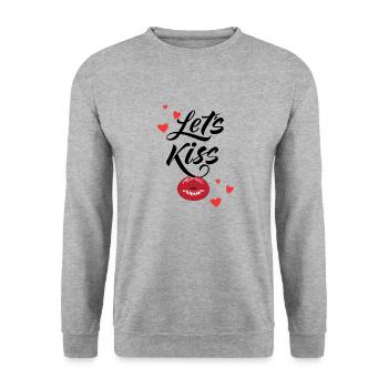 Saint Valentine - Lets Kiss - Unisex Sweatshirt - salt & pepper - Front - Alina (178cm) & Michal (187cm)