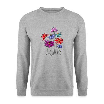 Fleurs - Sweat-shirt Unisexe - gris chiné - Devant - Alina (178cm) & Michal (187cm)