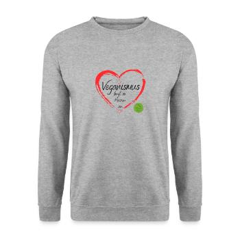 Veganismus - Unisex Pullover - Weißgrau meliert - Vorne - Alina (178cm) & Michal (187cm)