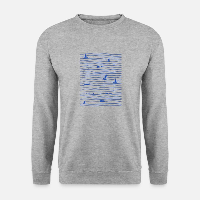 Meer und Boote - Unisex Pullover - Weißgrau meliert