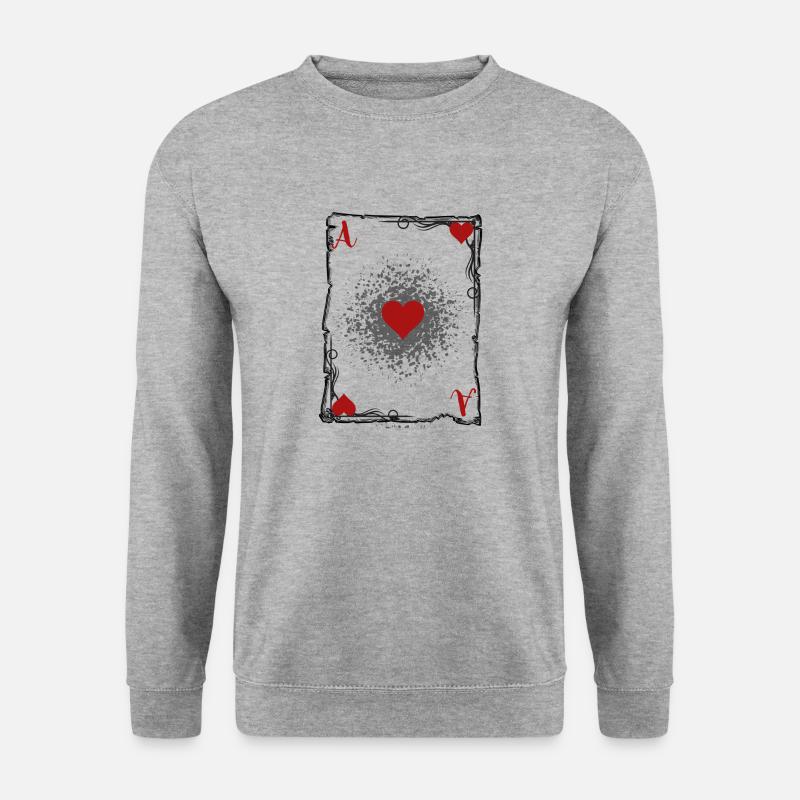 Das Herz-Ass. - Unisex Pullover - Weißgrau meliert