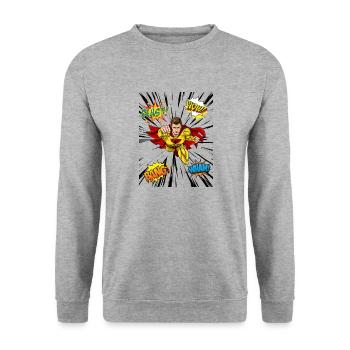 Superhero - Unisex Sweatshirt - salt & pepper - Front - Alina (178cm) & Michal (187cm)
