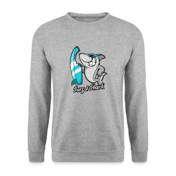 Surf & Shark - Sweat-shirt Unisexe - gris chiné - Devant - Alina (178cm) & Michal (187cm)