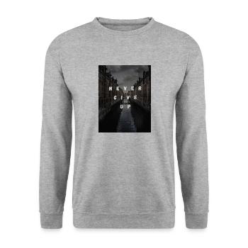 Never give up - Unisex Sweatshirt - salt & pepper - Front - Alina (178cm) & Michal (187cm)