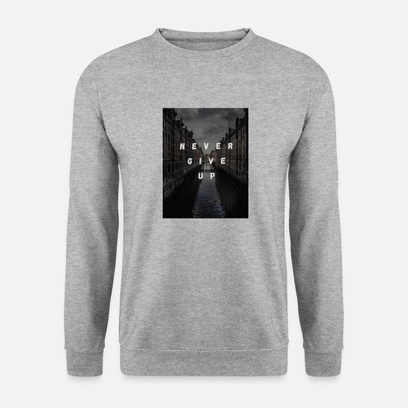 Never give up - Unisex Pullover - Weißgrau meliert