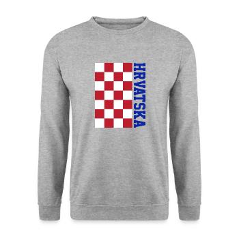 Hrvatska - Unisex Pullover - Weißgrau meliert - Vorne - Alina (178cm) & Michal (187cm)