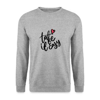 Take it easy - Unisex Pullover - Weißgrau meliert - Vorne - Alina (178cm) & Michal (187cm)