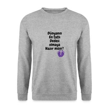 Dede Oluyorsun - Unisex Pullover - Weißgrau meliert - Vorne - Alina (178cm) & Michal (187cm)