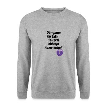 Teyze Oluyorsun - Unisex Pullover - Weißgrau meliert - Vorne - Alina (178cm) & Michal (187cm)