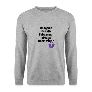 Babaanne oluyorsun - Unisex Pullover - Weißgrau meliert - Vorne - Alina (178cm) & Michal (187cm)