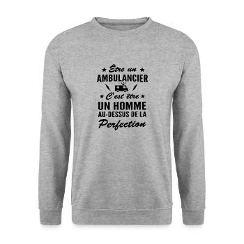 perfection ambulancier / humour ambulancier - Sweat-shirt Unisexe - gris chiné - Devant - Alina (178cm) & Michal (187cm)