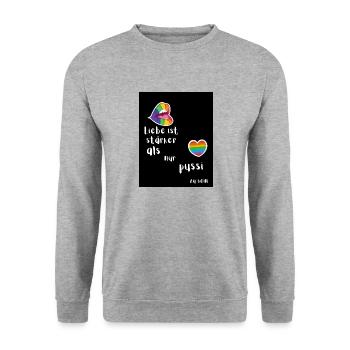 Bunt Regenbogenfarben bild - Unisex Pullover - Weißgrau meliert - Vorne - Alina (178cm) & Michal (187cm)