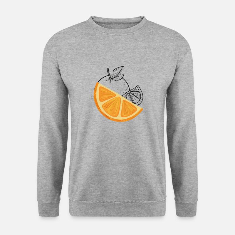 Orange - Unisex Pullover - Weißgrau meliert