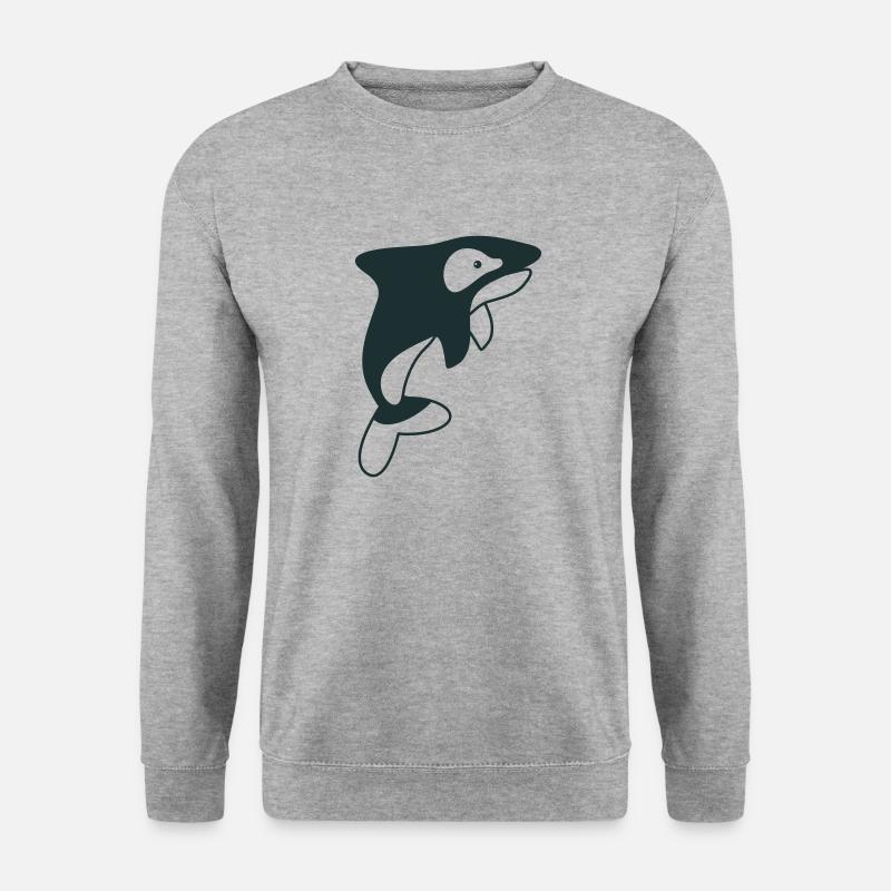 Schwertwalspringen - Unisex Pullover - Weißgrau meliert
