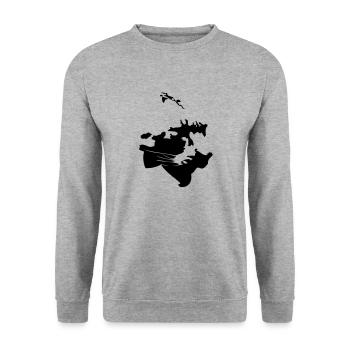 Schneeleopard Kopf - Unisex Pullover - Weißgrau meliert - Vorne - Alina (178cm) & Michal (187cm)