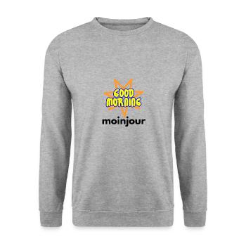 Guten Morgen - MoinJour - Unisex Pullover - Weißgrau meliert - Vorne - Alina (178cm) & Michal (187cm)