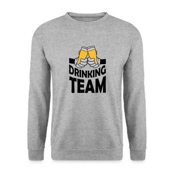 Drinking Team Bierglas anstoßen - Unisex Pullover - Weißgrau meliert - Vorne - Alina (178cm) & Michal (187cm)