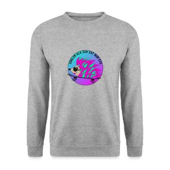 Lustiger Igel mit witziger Spruch - Unisex Pullover - Weißgrau meliert - Vorne - Alina (178cm) & Michal (187cm)