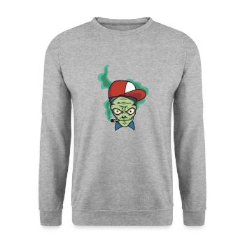 Smoking Alien - Unisex Pullover - Weißgrau meliert - Vorne - Alina (178cm) & Michal (187cm)