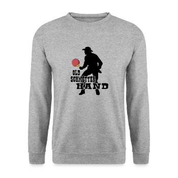 ping pong old schmetterhand tischtennis - Unisex Pullover - Weißgrau meliert - Vorne - Alina (178cm) & Michal (187cm)