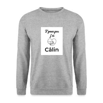 J peux pas j ai calin - Sweat-shirt Unisexe - gris chiné - Devant - Alina (178cm) & Michal (187cm)