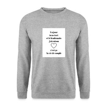 la vie de couple - Sweat-shirt Unisexe - gris chiné - Devant - Alina (178cm) & Michal (187cm)