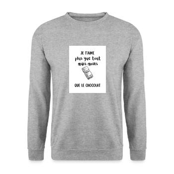 Je t aime plus que tout - Sweat-shirt Unisexe - gris chiné - Devant - Alina (178cm) & Michal (187cm)