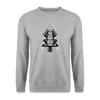 Hantelbaum - Unisex Pullover - Weißgrau meliert - Vorne - Alina (178cm) & Michal (187cm)