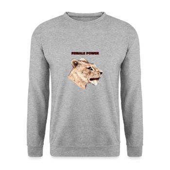 WEIBLICHE POWER - Unisex Pullover - Weißgrau meliert - Vorne - Alina (178cm) & Michal (187cm)