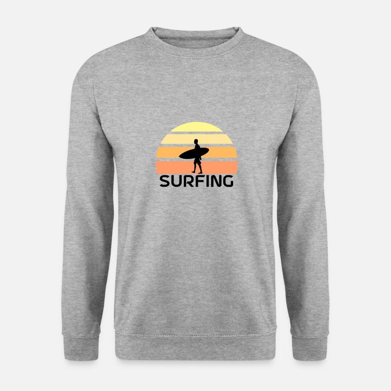 Retro Surfing - Unisex Pullover - Weißgrau meliert